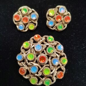 Sarah Coventry Moon Lites Brooch And Earrings
